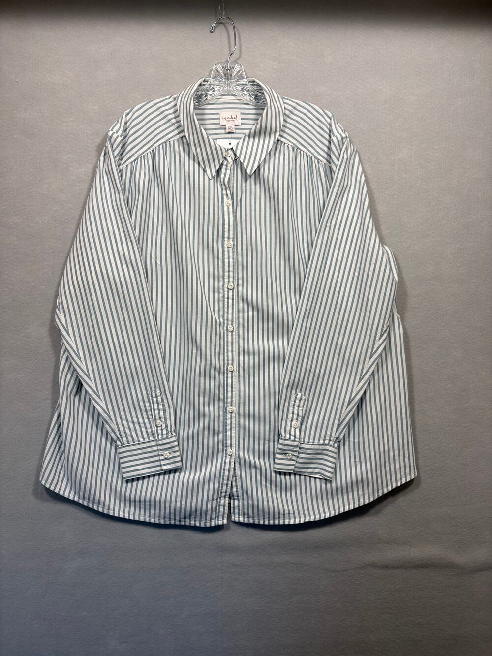 Ingrid & Isabel XXL Striped Long Sleeve Maternity Blouse – Blue & White